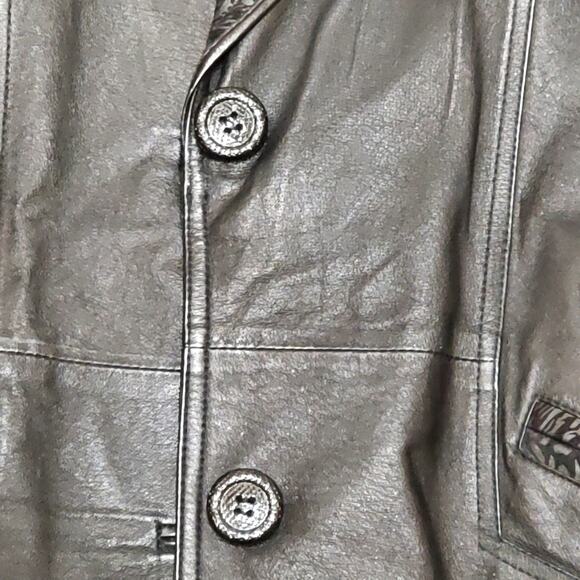 Vtg Outbrook Genuine Leather Mens Large Button Up Jacket - Picture 3 of 11